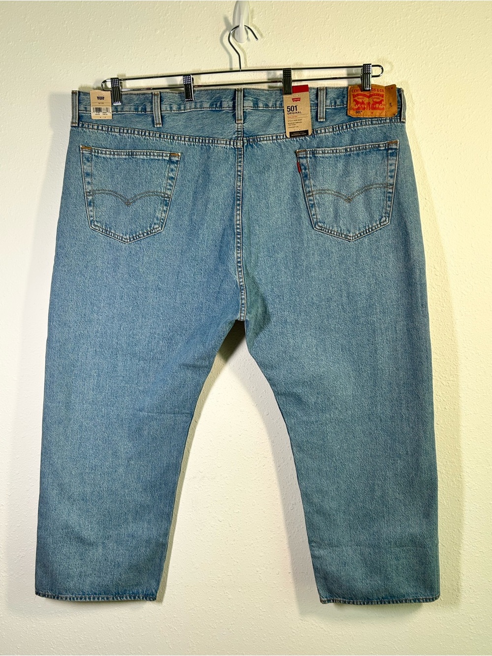 Levi's 501 Button Fly Jeans Big Men's Size 52x28 Blue Denim Straight Leg Cotton